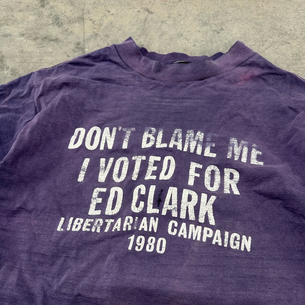 Vintage 80s Libertarian‎ Campaign Ed Clark Tee Large - Picture 4 of 9